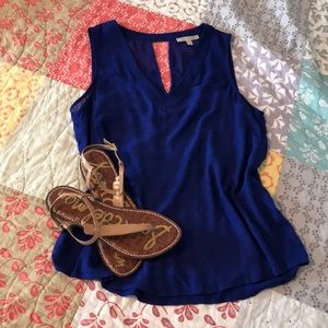 Royal blue sleeveless blouse